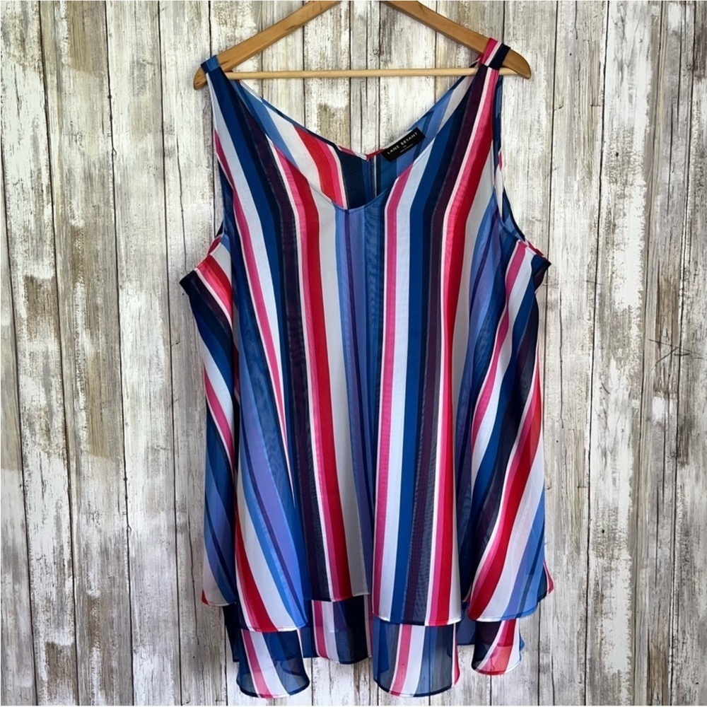 Lane Bryant Long Sheer Striped Tank - Picture 2 of 6